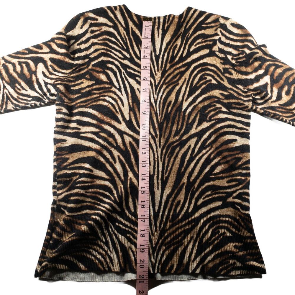 WHBM Womens Zebra Print Cardigan Small Brown Black Snap Button - Picture 11 of 13